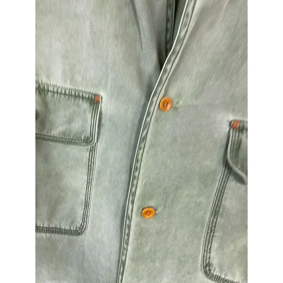 Ryan Michael Men Silk Blend Green Button Up Shirt Size Large Long Sleeve Western - Picture 11 of 16